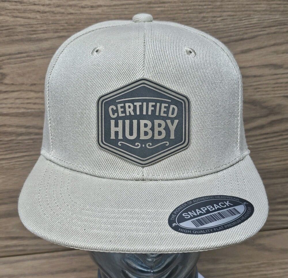 Certified Hubby Patch Adjustable Beige SnapBack Baseball Cap / Hat